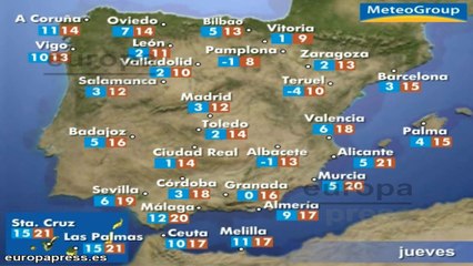 Previsión del tiempo para este jueves 27 de febrero