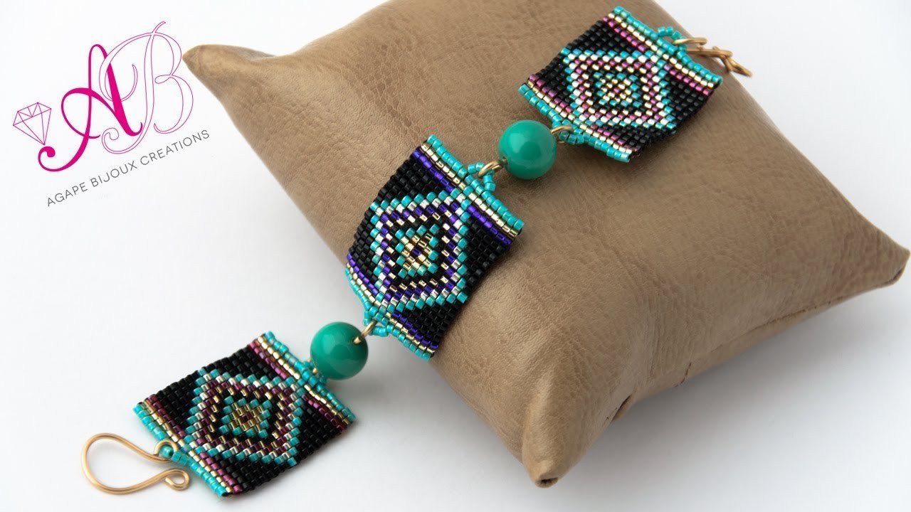 Video creazioni #33: Bracciale e orecchini con perline - square stitch, herringbone, raw