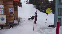 Snowboarder Hilariously Fails Over And Over Using The Drag Lift