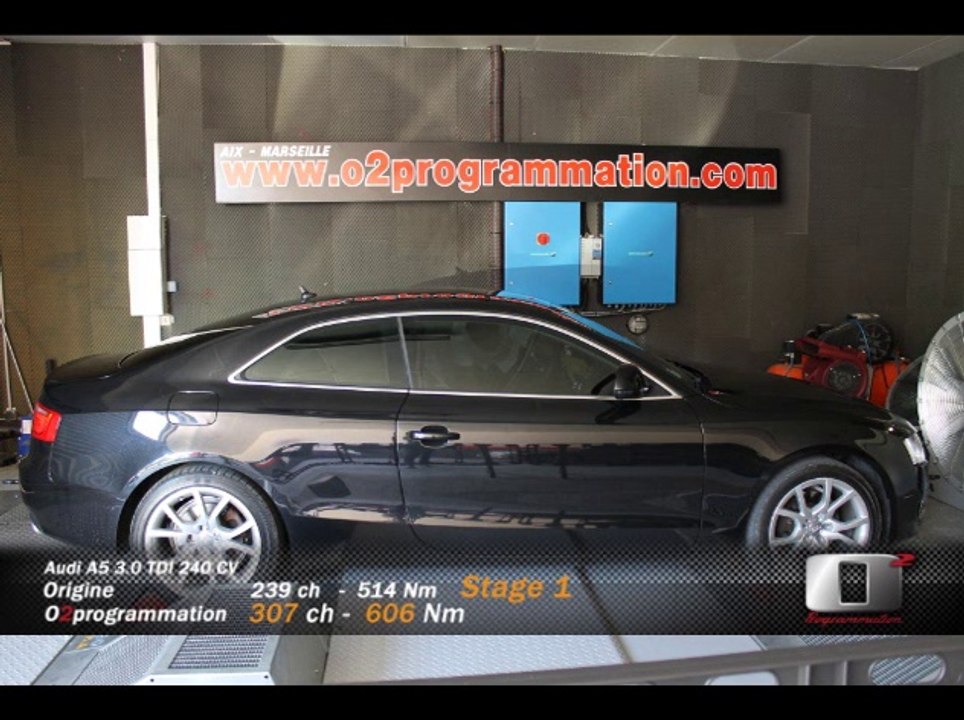 Audi A5 3.0 TDI 240CV, réel 239 CV @ 307 VC Reprogrammation moteur o2programmation Marseille