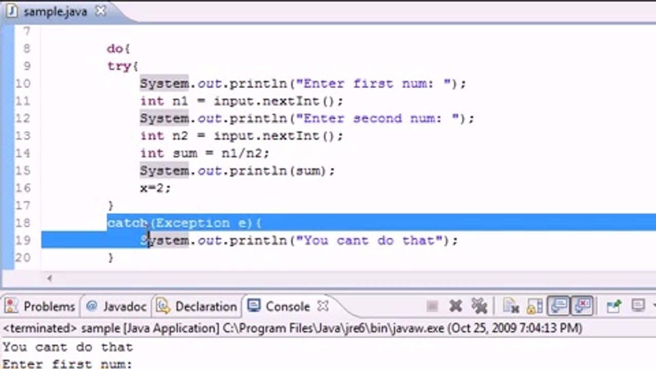 Java Level 1 Tutorial - 82 - Exception Handling