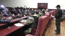Activist Group Holds Press Conference at Occupied Luhansk Government Building