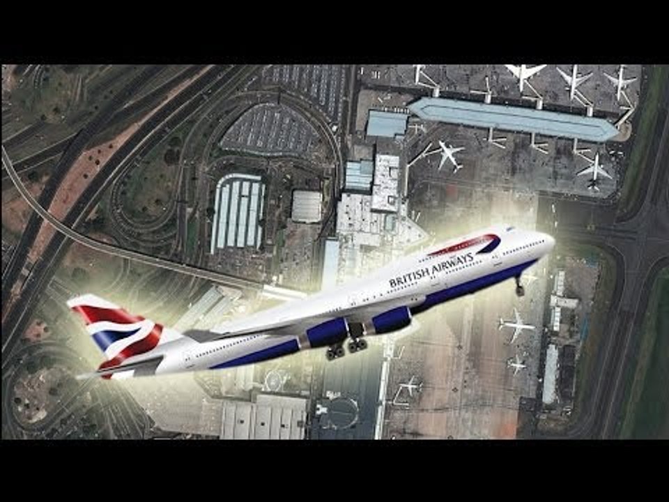British Airways jet wing slices Johannesburg airport building