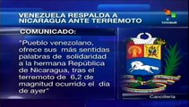 Gobierno de Venezuela se solidariza con Nicaragua tras terremoto