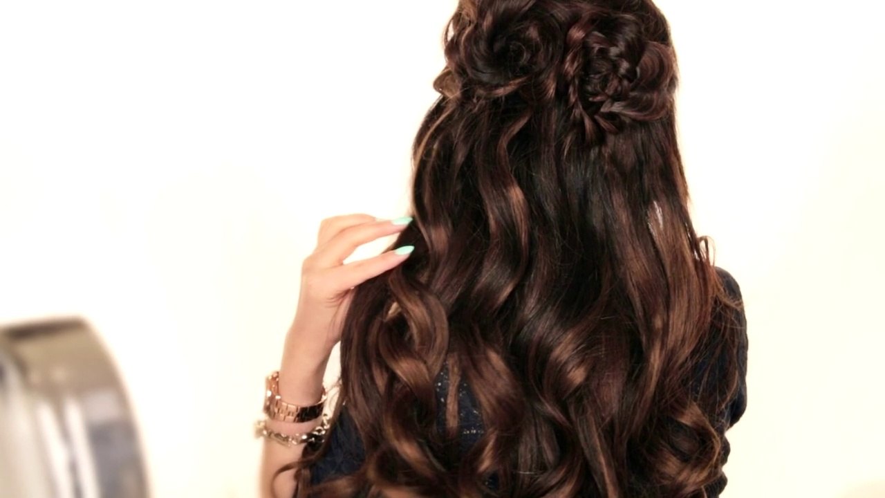 Flower Braid Hairstyles Tutorial | Half-Up Half-Down Updo