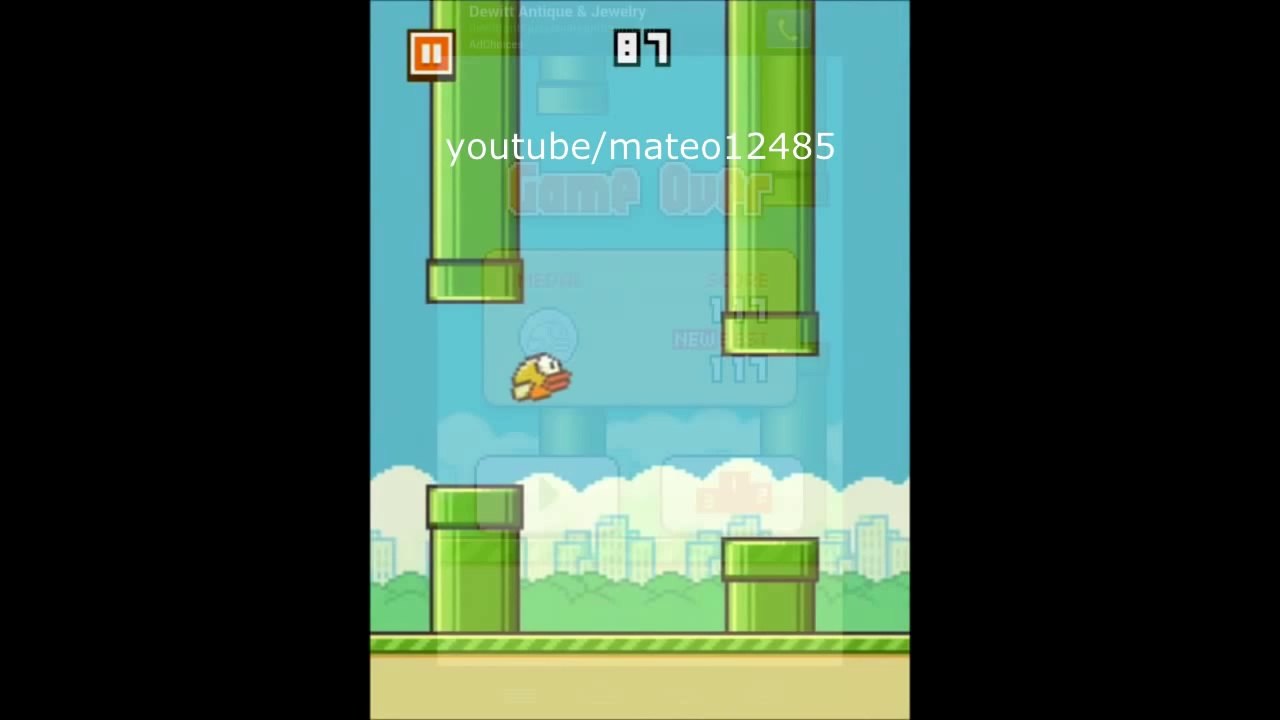 Flappy Bird High Score 117 (How to get a High Score on Flappy Bird No Cheats Tutorial)