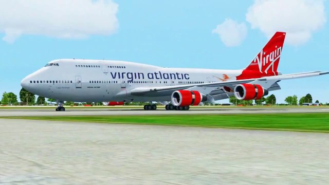 FSX Virgin Atlantic Boeing 747 Landing @ Manchester ( Outside) ( HD )