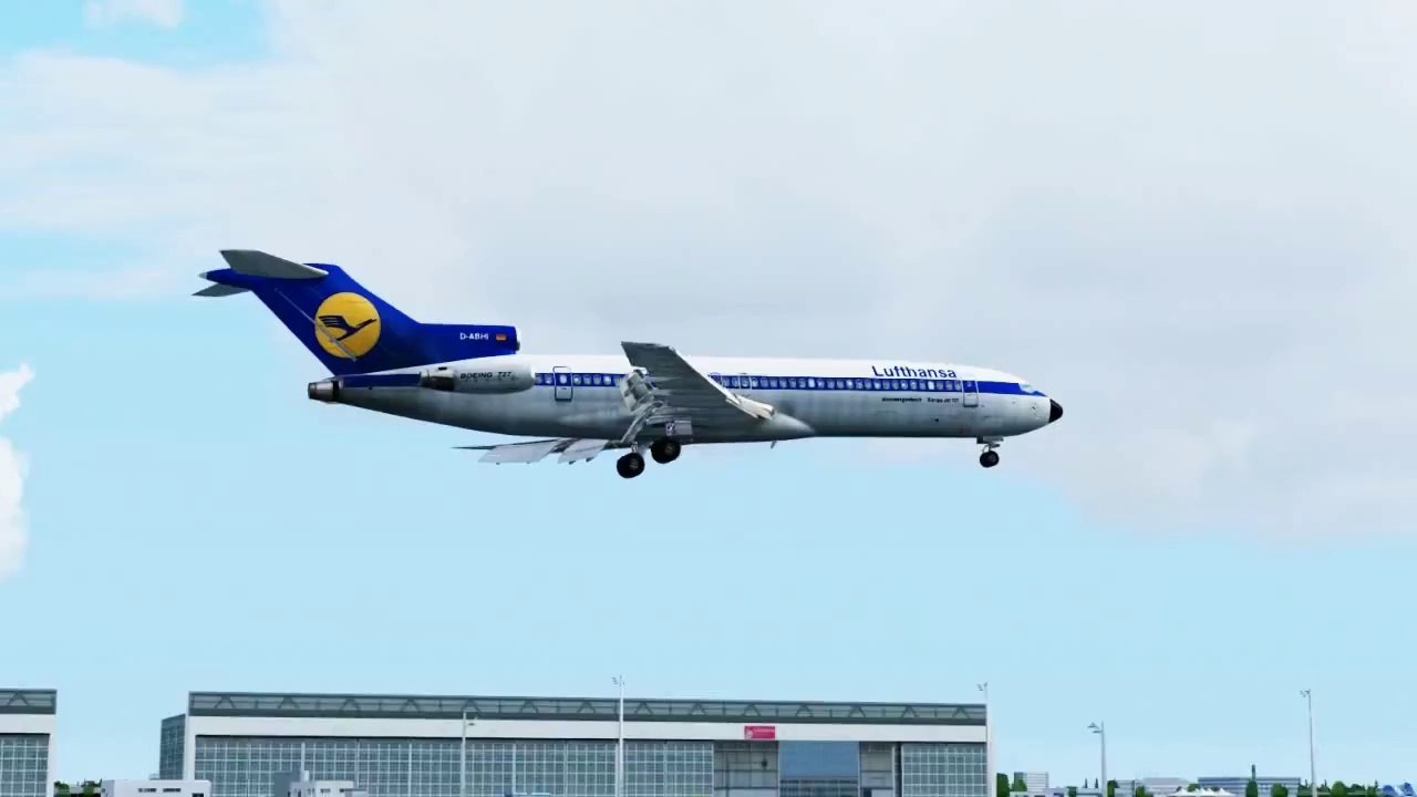 FSX Lufthansa Boeing 727 Landing @ Munich ( Outside ) ( HD )