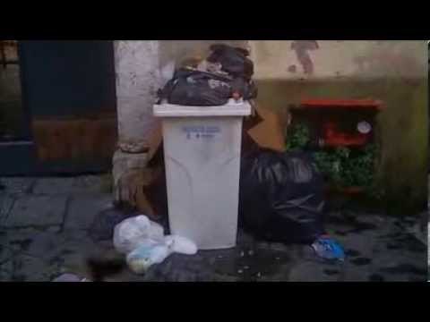 Aversa (CE) - Rifiuti davanti Biblioteca, protestano studenti (28.02.14)