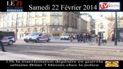 TVBordeaux33 la manifestation à Dégénéré en Guérilla Urbaine Bilan 7 Blessés chez la police
