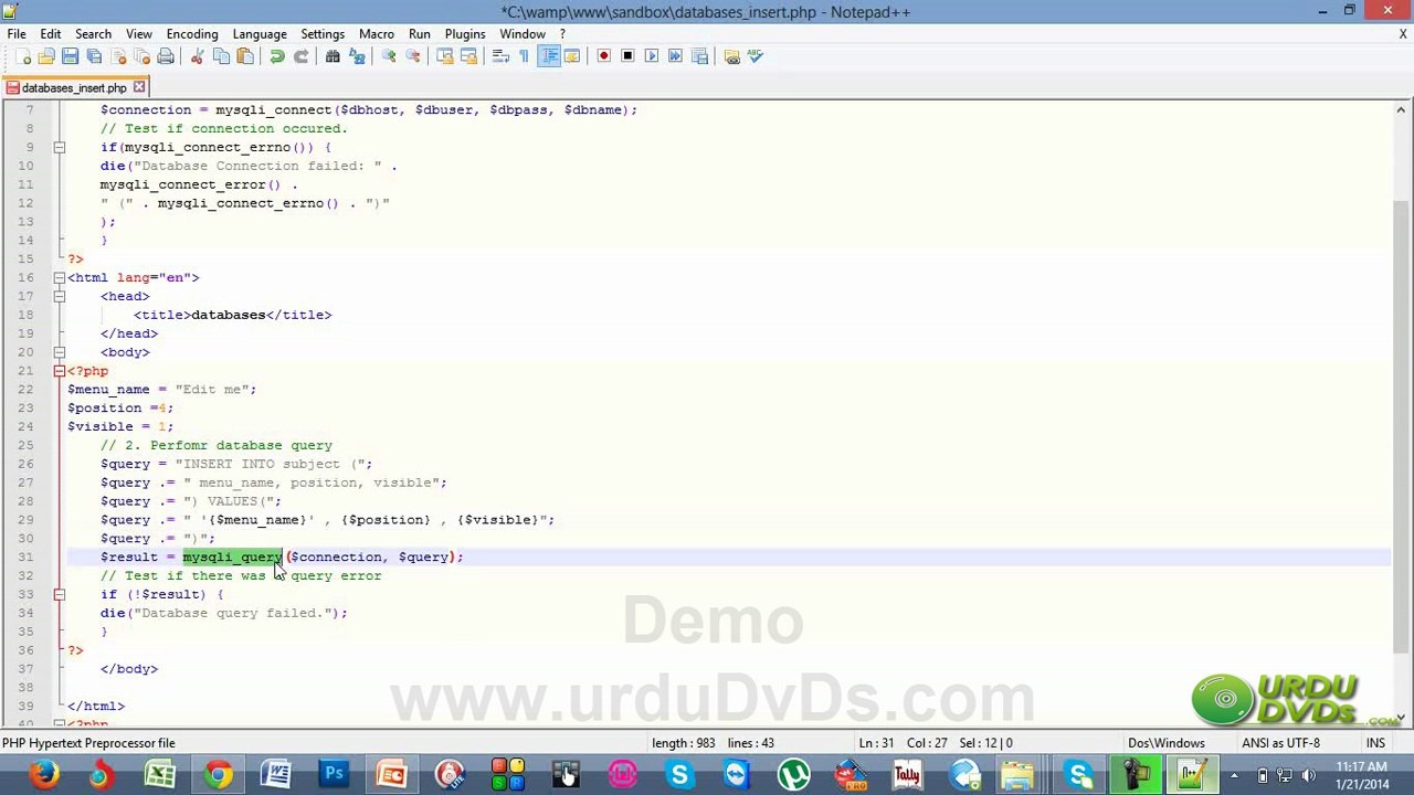 20. Advance php in Urdu - Inserting New record