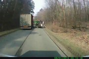 Crazy crash between a truck and a tractor... Dumb!!