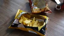 A clever way to open a bag of snacks