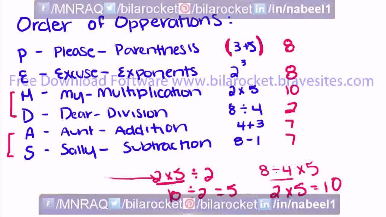 Algebra Tutorial 2  Order of Operations By MNRAQ