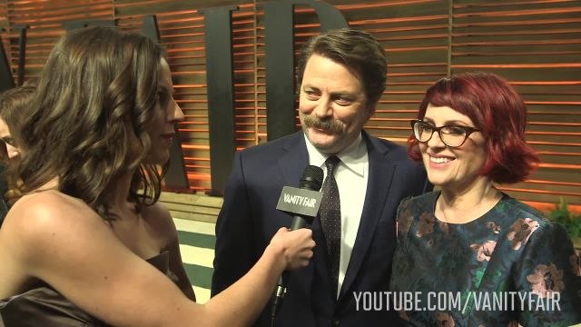 The Vanity Fair Oscar Party - Megan Mullally and Nick Offerman on the One Party They Go To Every Year