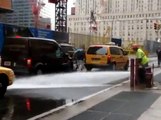 Violent Biker Fail in the street... Falling down because of water