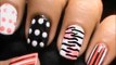 Zebra Nails with Polka Dots - Short Nails Nail Art Designs How To and Art Design Nail Art Beginners