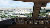 FSX Korean Boeing 777 Landing @ Las Vegas ( Cockpit ) ( HD )