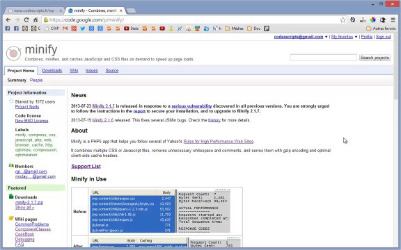 Minify appli PHP5 pour compresser combiner CSS et JavaScript