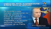 Recuerda Putin legado de Hugo Chávez en carta enviada a Maduro