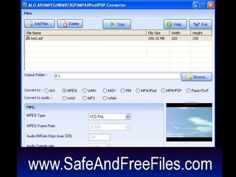 Get Alo AVI MPEG WMV 3GP MP4 iPod PSP Converter 8.0 Product Number Free