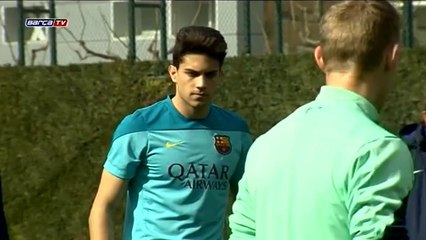El primer equipo del Barcelona se entrena con algunos jugadores del filial