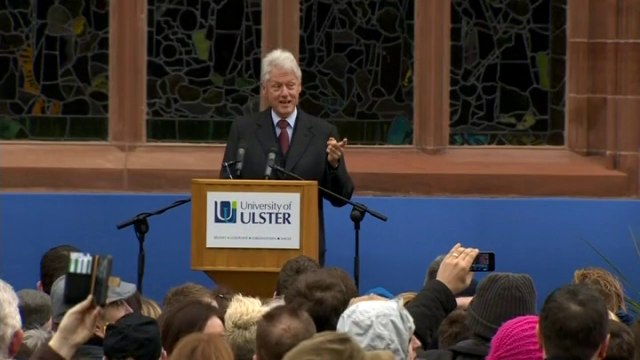 Clinton heckled over Iraq during Northern Ireland speech