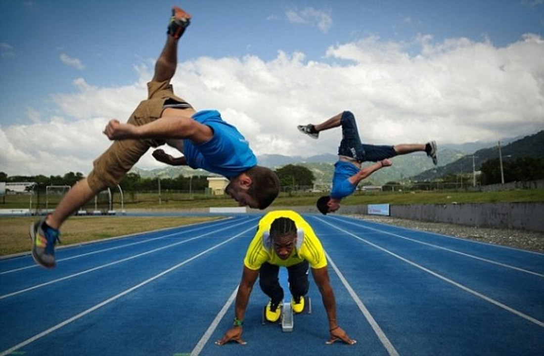 Amazing Parkour Race across Jamaican's street featuring Yohan Blake