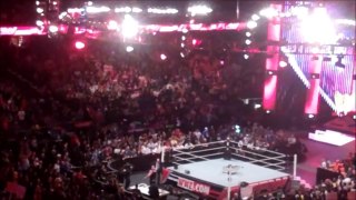 Brock Lesnar throws monitor into audience (RAW 3-3-2014)