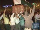 Pakistan fans celebarte win .Abdul Ghaffar Sports Reporter Dawn News