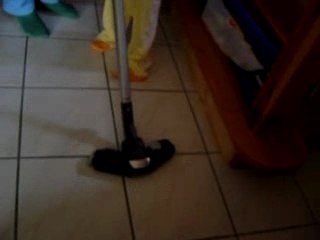 Lucas passe l'aspirateur