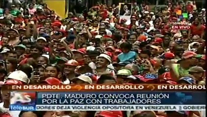 Obreros se suman a la "Reunión por la Paz" en Venezuela