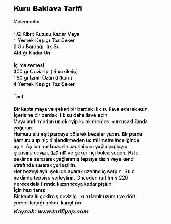 Kuru Baklava Tarifi