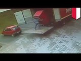 Shocking CCTV footage: Polish man CRUSHED by refrigerator while unloading truck