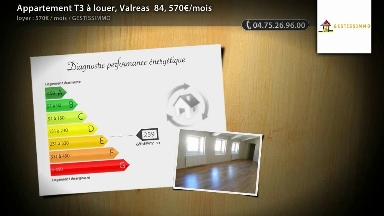 Appartement T3 à louer, Valreas  84, 570€/mois