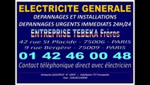 DEPANNAGE ELECTRICITE PARIS 9eme - 0142460048 - INTERVENTION DANS L'HEURE JOUR / NUIT - 7/7 -- 75009