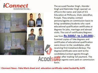 I Connect News-Fake Mark sheet and  education certificate racket busted By AATS