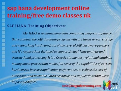 Sap HANA DEVELOPMENT online training free demo classes@uk&usa&canada