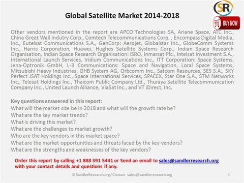 Global Satellite Market to Grow at a CAGR of 8.05 percent by 2018