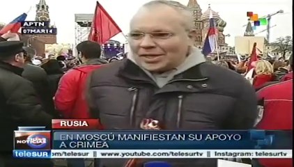 Manifestantes en Moscú en apoyo de la integración de Crimea
