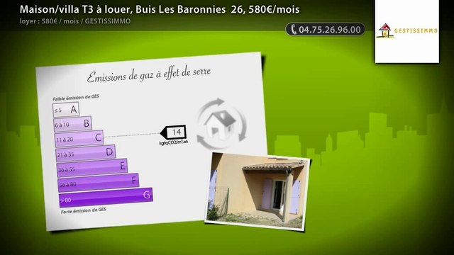 Maison/villa T3 à louer, Buis Les Baronnies 26, 580€/mois