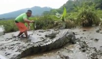 Feed a giant crocodile like a dog... Insane!!