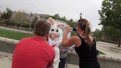 Vioent Baby Falls because of dumb Easter Bunnys Lap
