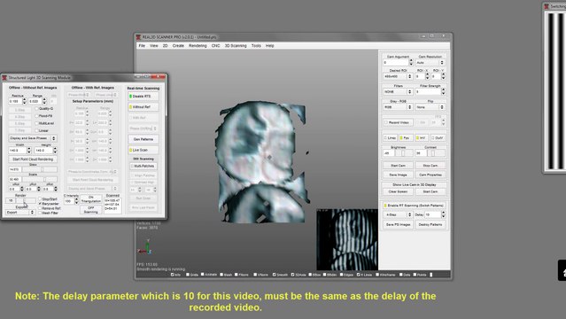 Structured Light 3D Scanning from a Video file using REAL3D SCANNER