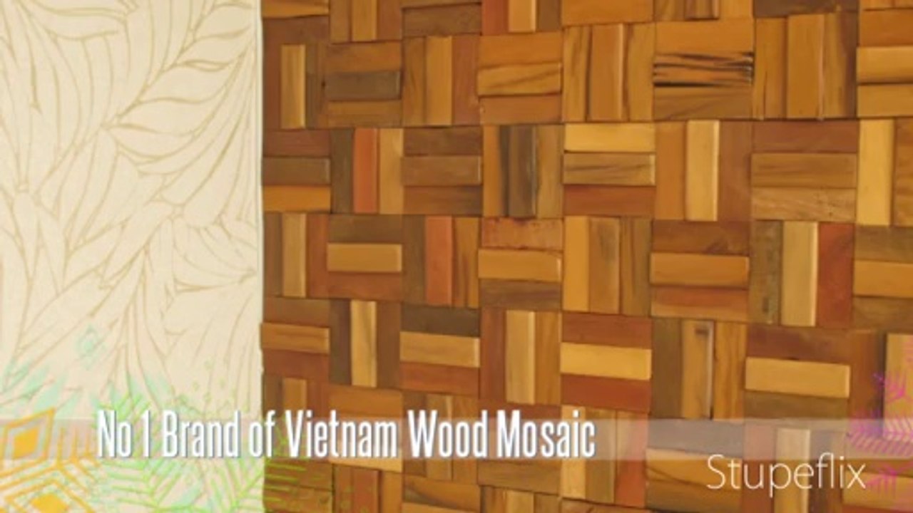 Mosaic Gỗ - Gạch ốp tường phòng khách - phong cách hiện đại