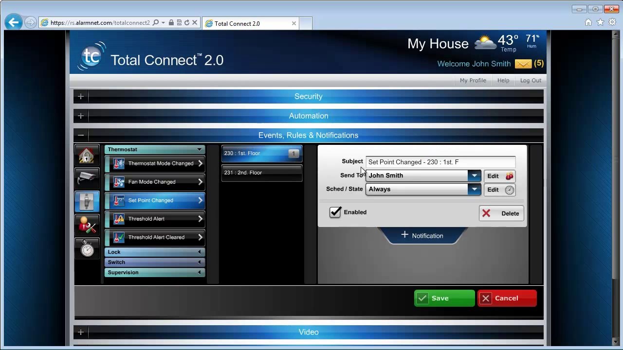 Honeywell Total Connect 2.0: How to Create Automation Notifications