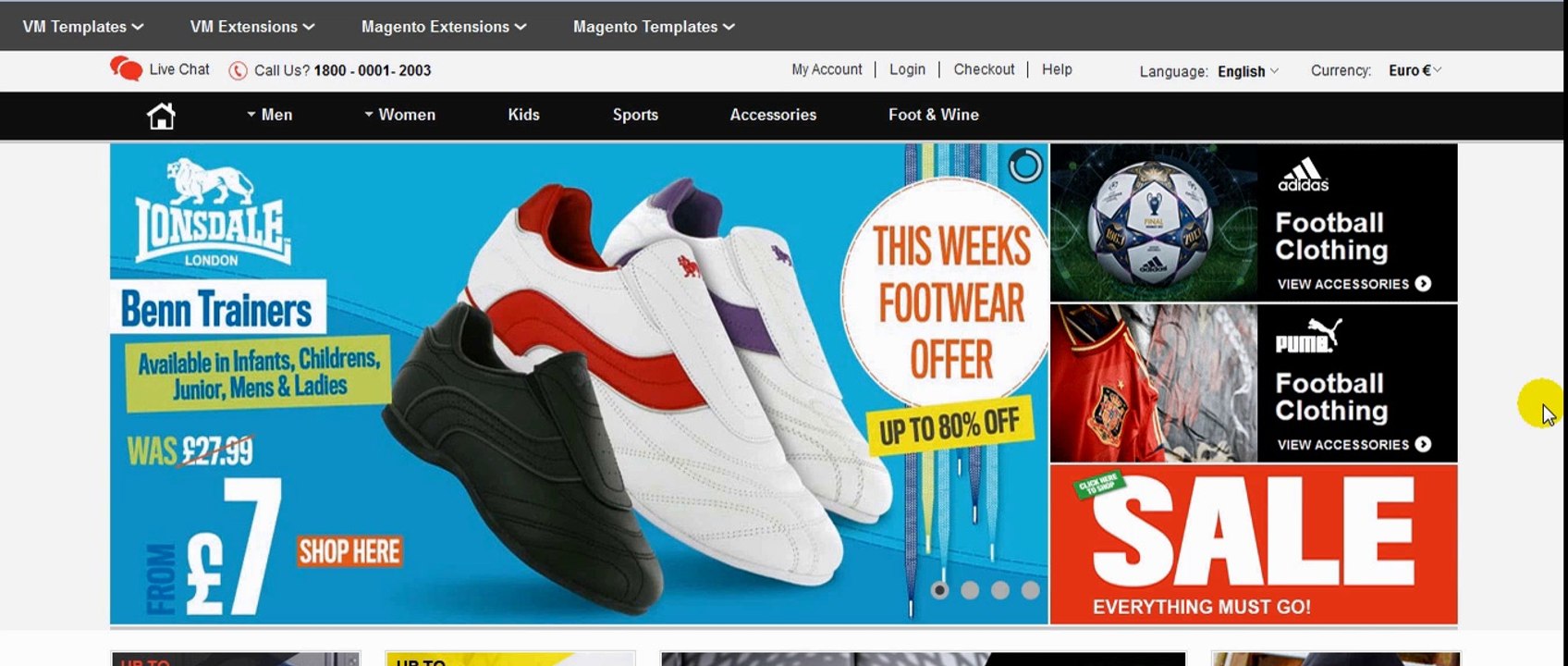 Joomla Sport Virtuemart Template Frontend and Backend