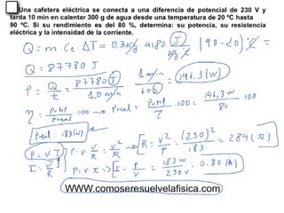 Problema resuelto energía eléctrica potencia y resistencia