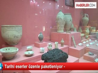 Tarihi eserler özenle paketleniyor -