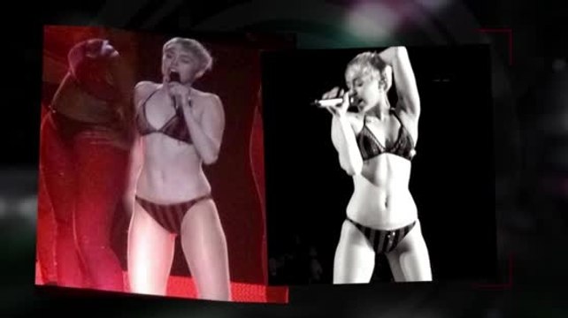 Miley Cyrus sale al escenario en su ropa interior